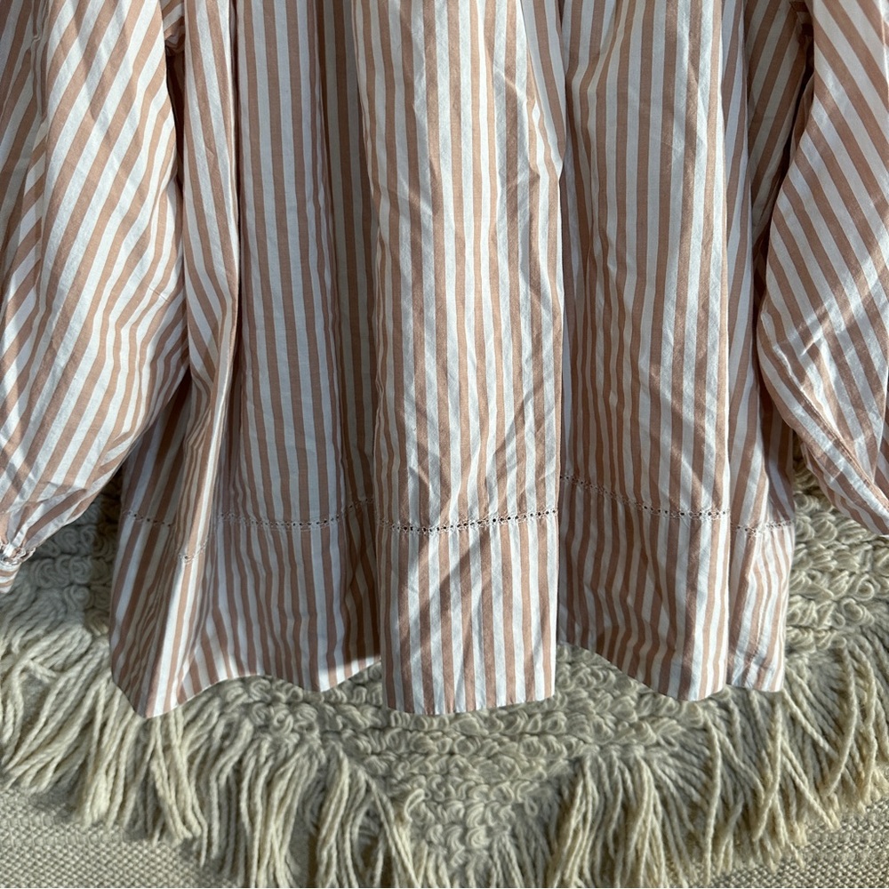 THE GREAT. dusty pink and white striped billowy bishop sleeve top M - Picture 3 of 11